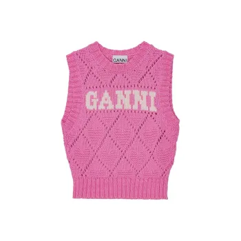GANNI Logo Intarsia Knit Vest