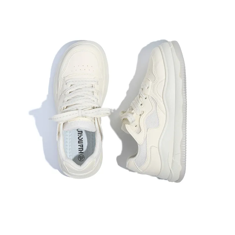 HUANQIU Coverage Abrasion Resistant Lightweight Low Top Skateboard Shoes Women's Beige-6