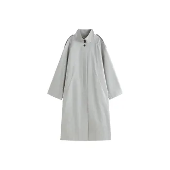 FANSILANEN Stand Collar Long Sleeved Trench Coat Women's Gray