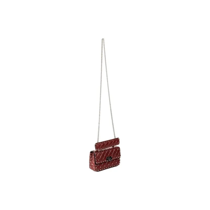 Valentino Lambskin Shoulder Bag Trumpets Women's Burgundy-2
