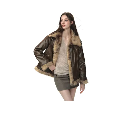 Li Zixian Velvet feel Coat Women's Coffee