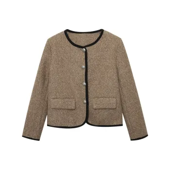 CHARM PICK Cropped Coats Women's Camel