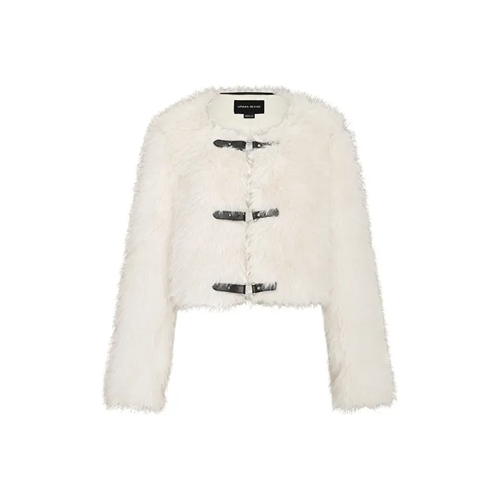 URBAN REVIVO Fur Women's Raw White-0