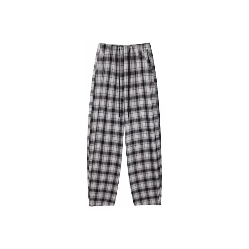 Aghr Casual Pants Women's Black White Plaid-0