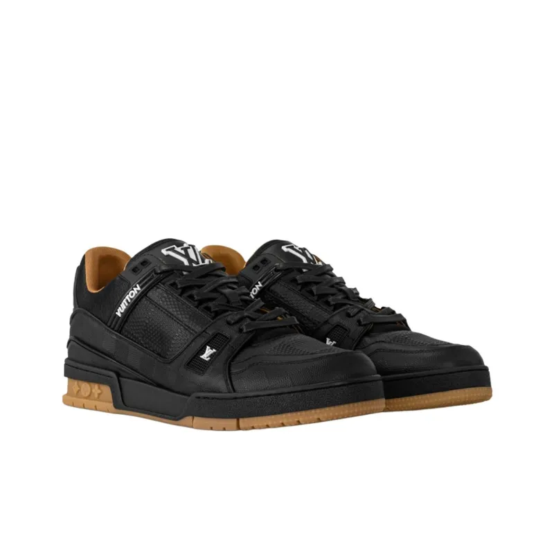 LOUIS VUITTON Trainer Low Top Skateboard Shoes Men's Black-2