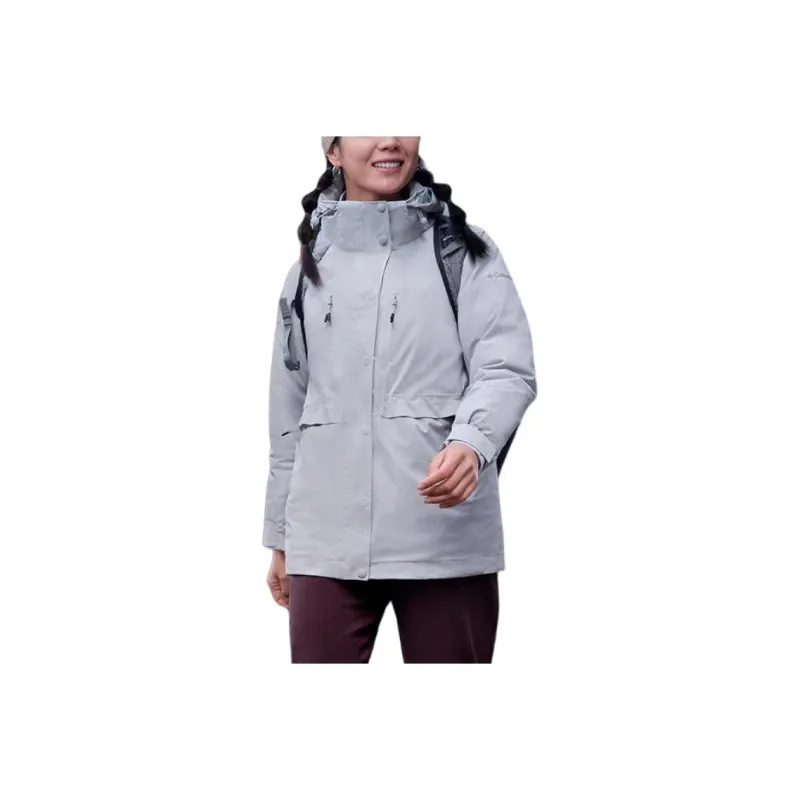 Columbia Transit Waterproof And Warm Windbreaker Jacket Women's Gray White-0