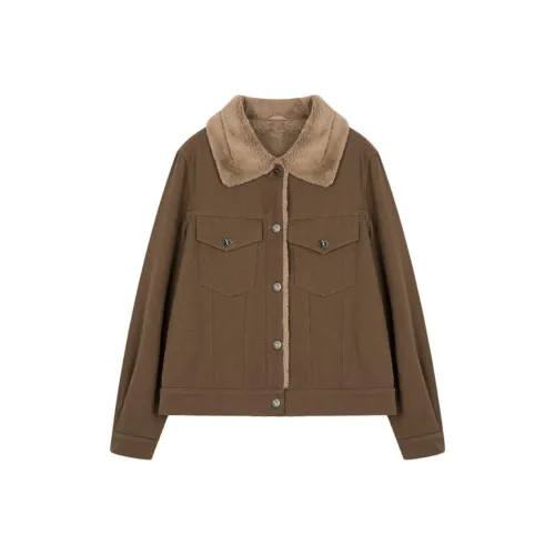Mo Han Yi Mei Denim Jacket Women's Coffee