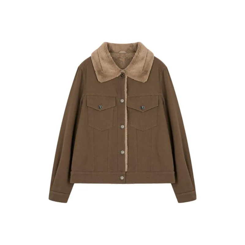 Mo Han Yi Mei Denim Jacket Women's Coffee-0