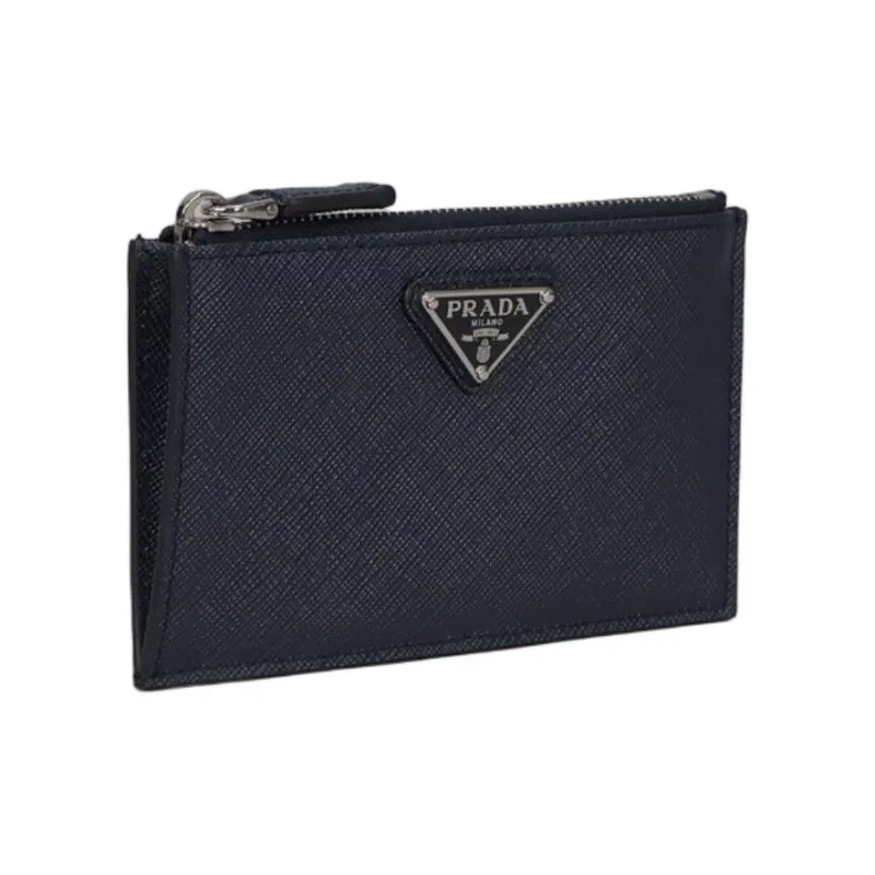 PRADA Saffiano Calfskin Wallet Women's Dark Blue-1