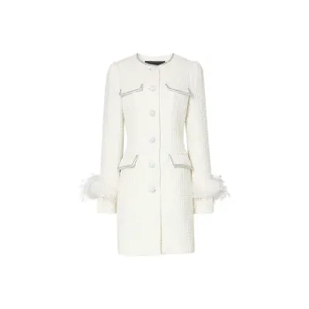 Duffy Fashion Velvet feel Coat Women's White