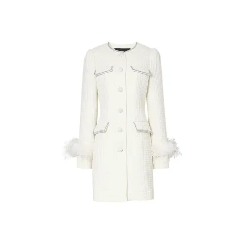 Duffy Fashion Velvet feel Coat Women's White