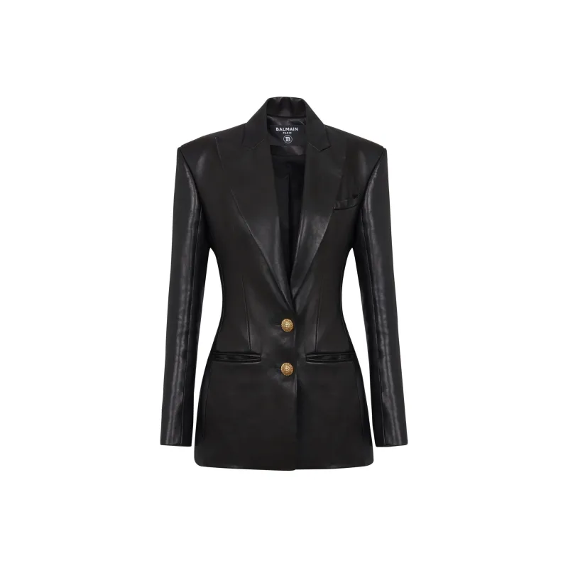 BALMAIN Single-Breasted Leather Jacket-0