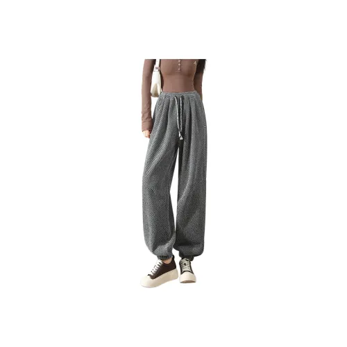 FAWENXIANGZI Casual Pants Women's Black Gray Stripes