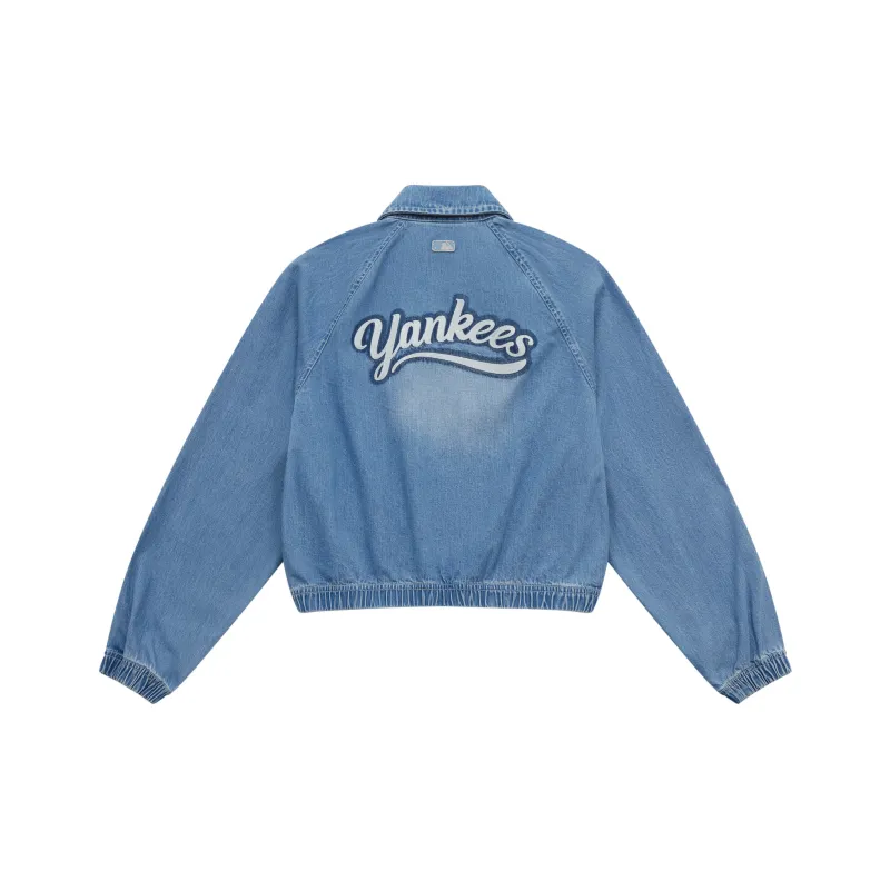 MLB New York Yankees Denim Jacket Women's Light Blue-0
