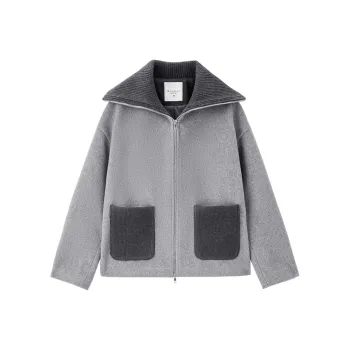 UNIQLO Coat Women's Light Gray Contrast Gray