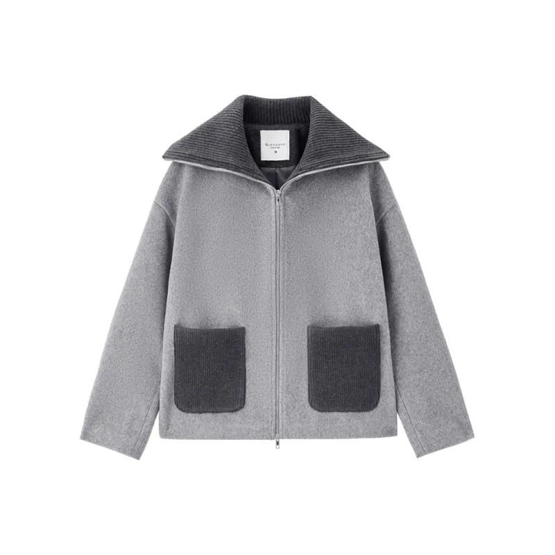 UNIQLO Coat Women's Light Gray Contrast Gray-0