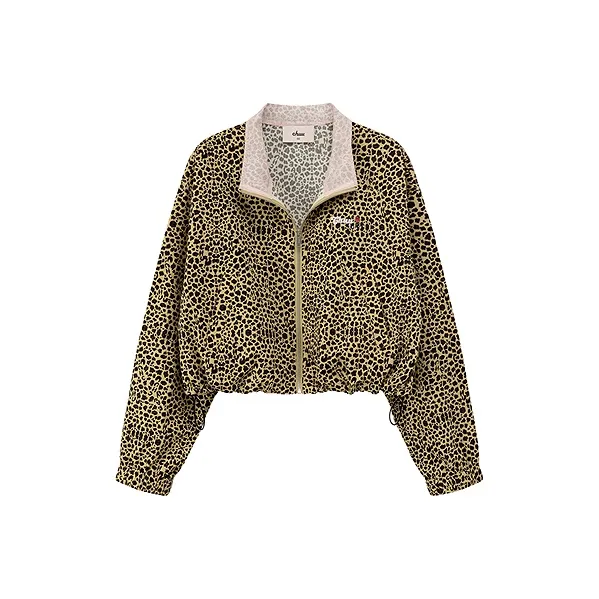 CHUU Cropped Coat Women's Yellow Leopard Print-0