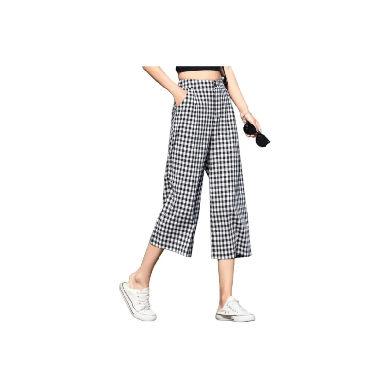 You Cow Me Pants SS24 Casual Pants Women's Black White Plaid-0