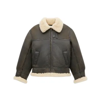 SAINT LAURENT Zip Up Drop Shoulder Aviator Jacket
