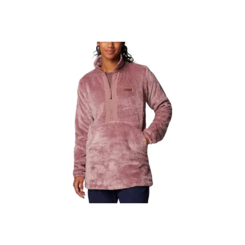 Columbia Fire Side™ Quarter Zip II Fleece Pullover Velvet-feel Coat Women's Dark Red