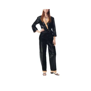 CHANEL Leather Jacket Women's Black