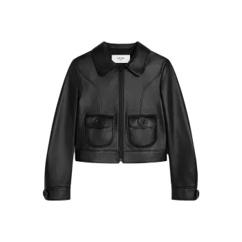 CELINE Straight Blouson Jacket In Soft Lambskin