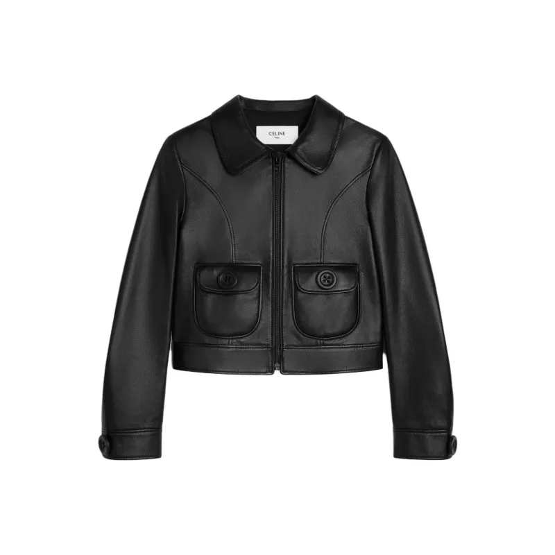 CELINE Straight Blouson Jacket In Soft Lambskin-0