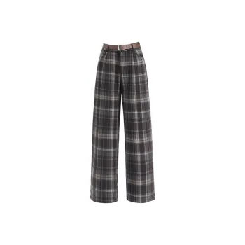 You Cow Me Pants Casual Pants Women's Coffee Plaid