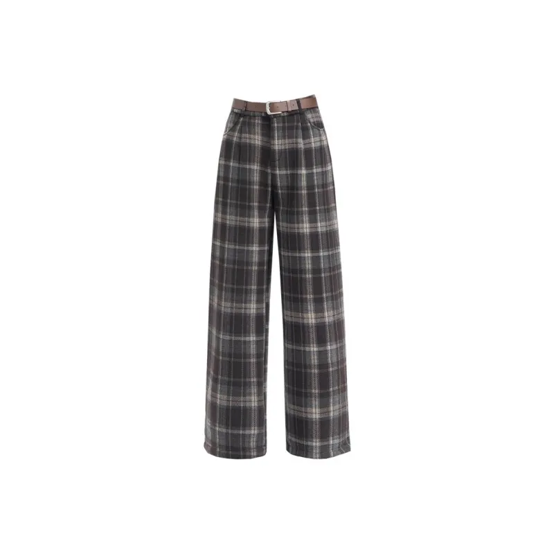 You Cow Me Pants Casual Pants Women's Coffee Plaid-0