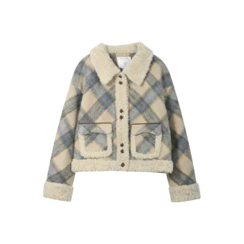 MISHOW Coats Women's Vintage Blue Plaid