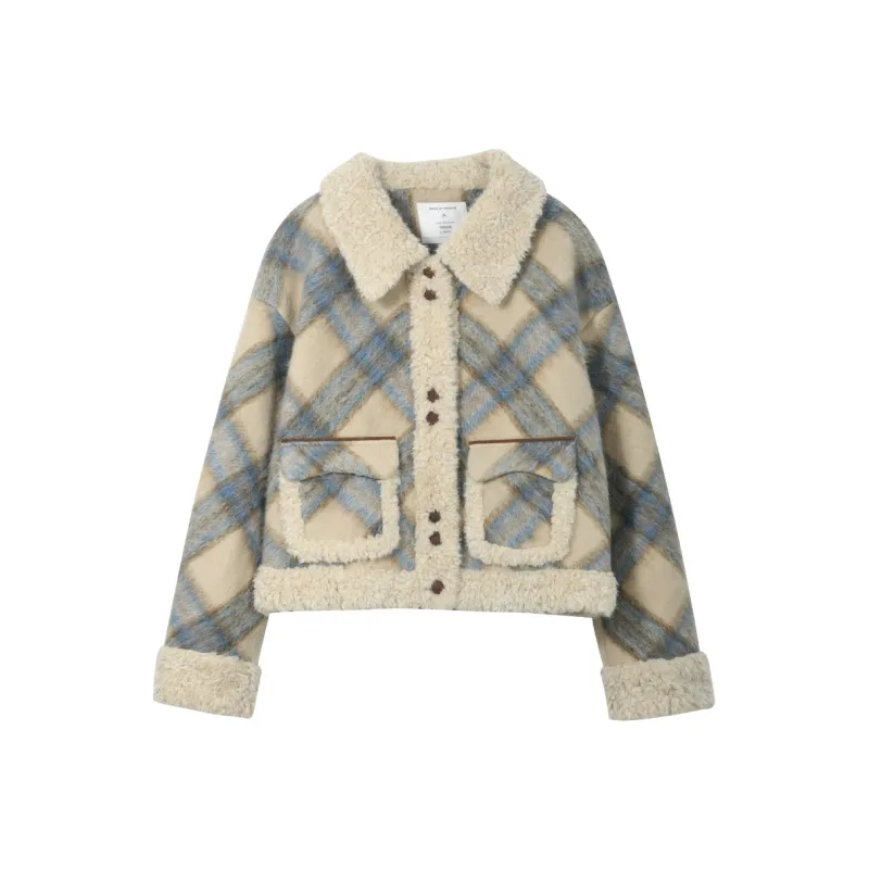 MISHOW Coats Women's Vintage Blue Plaid-0