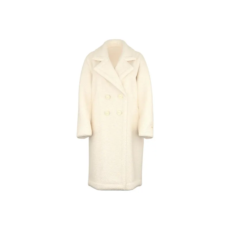 Victoria's Secret PINK Plush Teddy Long Coat/White Shell Velvet feel Coat Women's White Shell-0