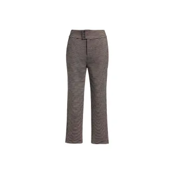 QIAOWANNI Casual Pants Women's Black Brown Small Plaid