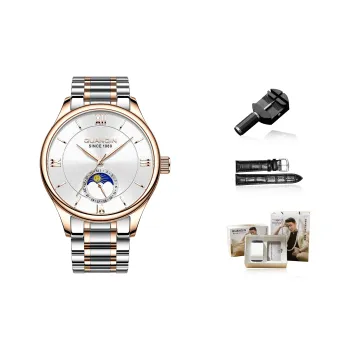 GUANQIN Master Collection Mechanical Movement Stainless Steel Watchband Watch Men's Watches White Dial