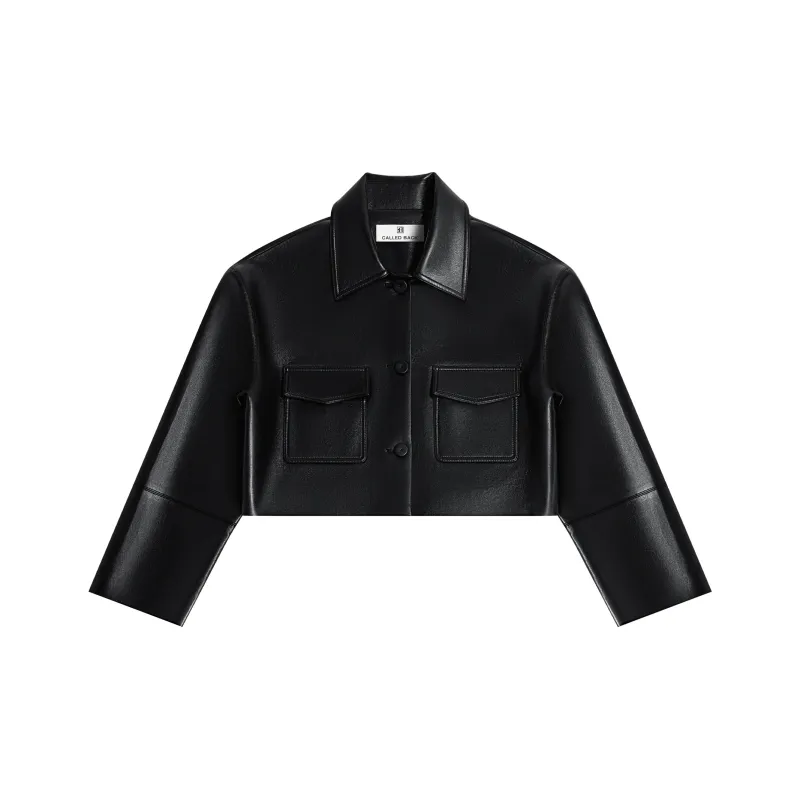 CALLED BACK Leather Jacket Women's Black-0