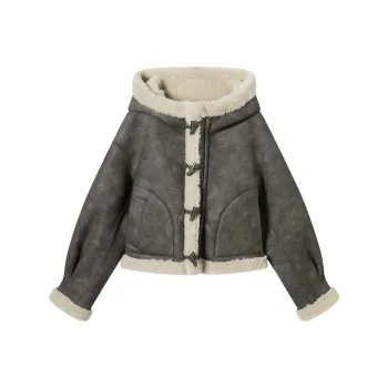 DIALOGUE Leather Jacket Women's Cream Beige