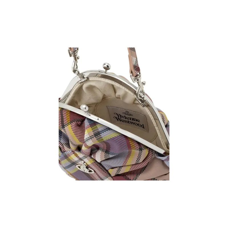 Vivienne Westwood Rosie Cow Leather Handbag, Shoulder Bag Women's Gray White-3