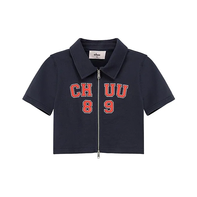 CHUU Cropped Coat Women's Navy Blue-0