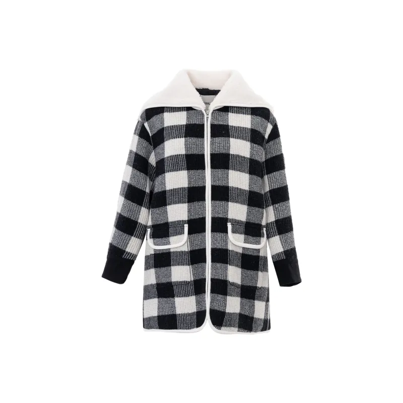 JESSYLINE Velvet feel Coat Women's Black Beige-0