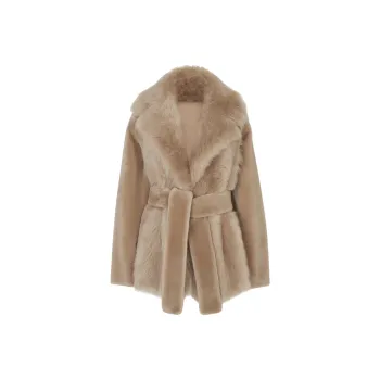 FENDI FW24 Velvet feel Coat Women's Beige