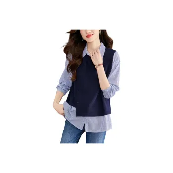 XIANSINIAO Shirts Women's Navy Blue