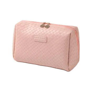 Love Of Wormwood Woven Pattern PU Leather Makeup Bags Waterproof Large Capacity