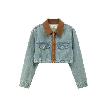 CHUU Cropped Coats Women's Light Denim Blue