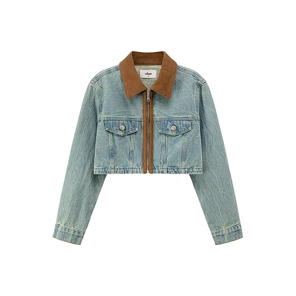 CHUU Cropped Coats Women's Light Denim Blue-0