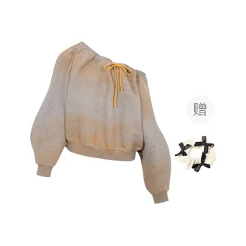 TURN UP Sweatshirt Women's Rust Gray+Bowknot Hair Tie Comes With