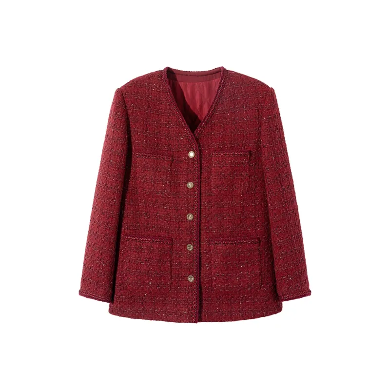 Ouyang Cropped Coats Women's Cherry-0