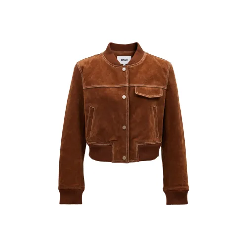 ONLY Leather Jacket Women's Roasted Coconut Brown