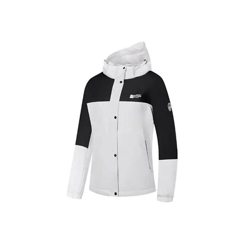QIAODAN Trench Coat Women's Smoke White/Black-0