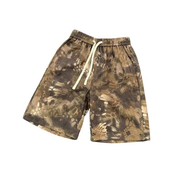 WKOOG Casual Shorts Unisex Snakeskin Print Coffee
