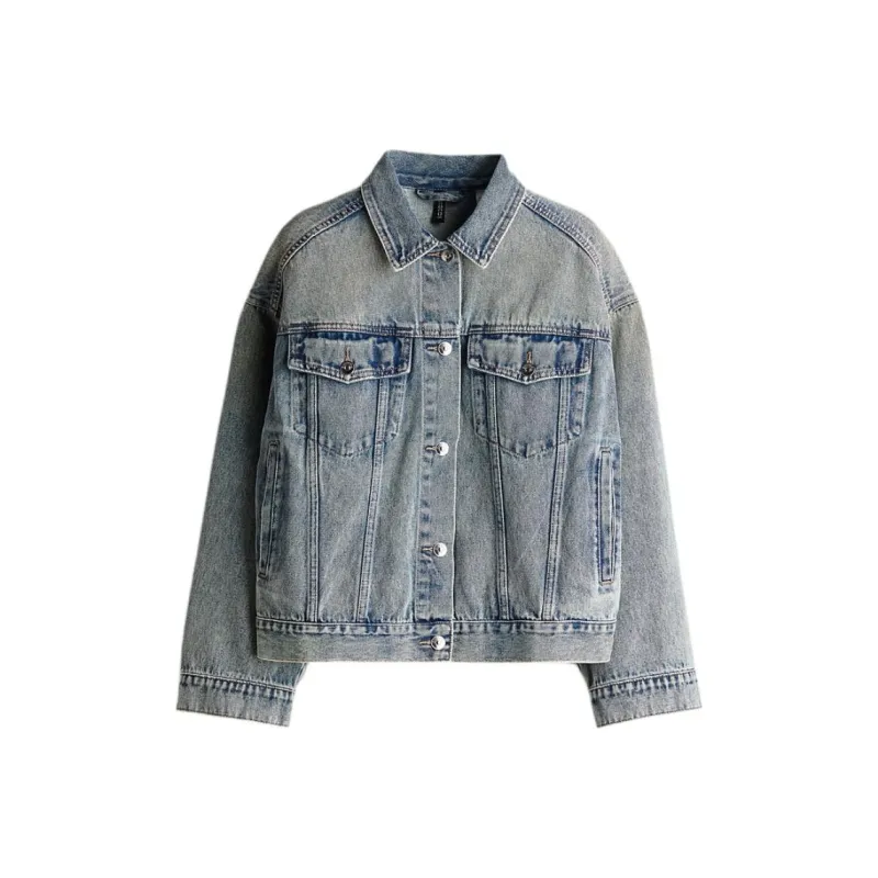 H&M New Year Denim Jackets Women's Light Blue-0